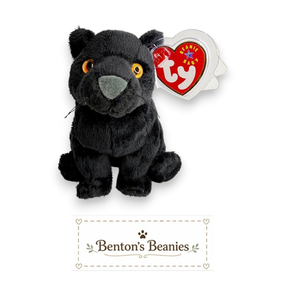 Midnight the Panther Ty Beanie Baby | Dark Forest Prowler 🌙 | Mint Heart Tag ⭐
